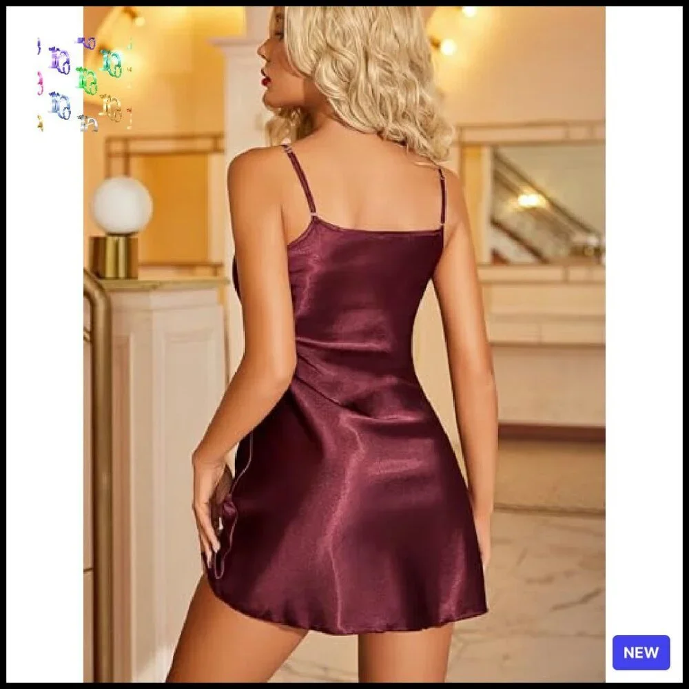 Satin Slip Dress Elegant Minimal Chic Nightgown Adjustable Straps V Neck